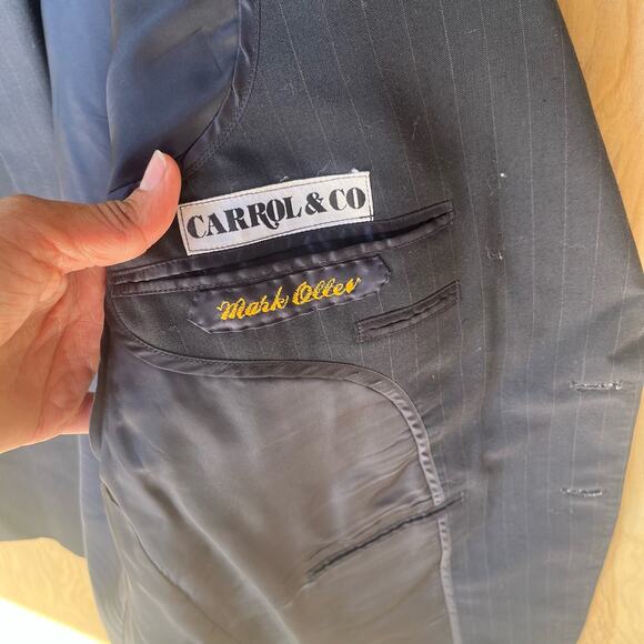 Vintage Carrol & Company Blazer 40S Pin Stripe Men's Sports Jacket 2 Button Glam - Picture 7 of 10